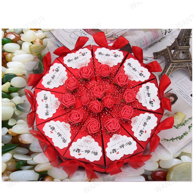 Birthday Wedding souvenir gift triangle cake shape box - Image 2