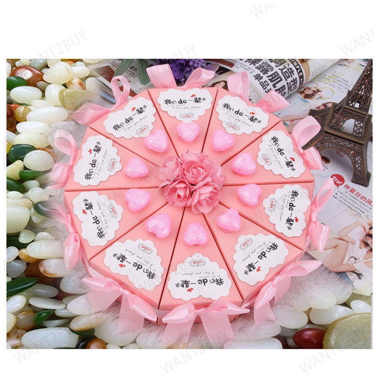 Birthday Wedding souvenir gift triangle cake shape box - Image 3