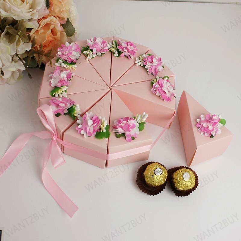 Birthday Wedding souvenir gift triangle cake shape box