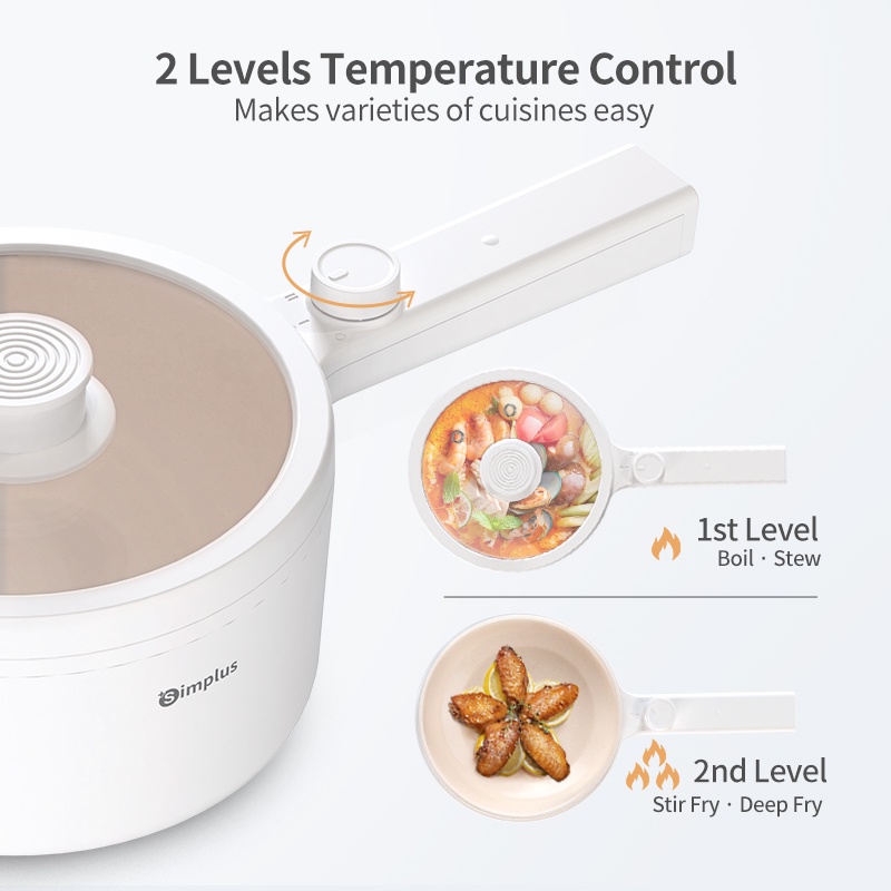 Electric Multi Cooker With Steamer Non Stick Ceramic Coating (Simplus 1.5L 630W) - Image 4