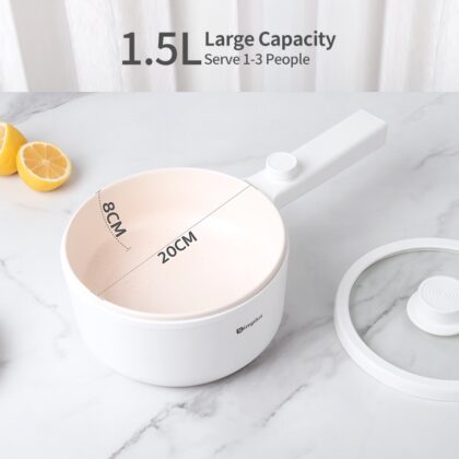 Electric Multi Cooker With Steamer Non Stick Ceramic Coating (Simplus 1.5L 630W)